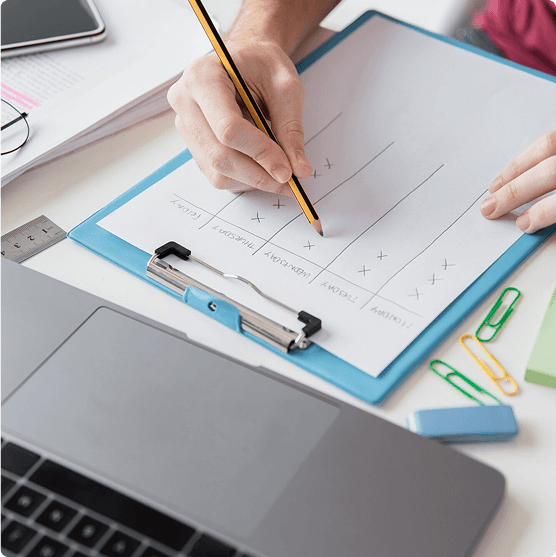 Exam support professional helping student